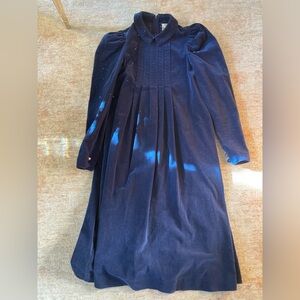 Vintage 80s Laura Ashley Cotton Velvet Dress